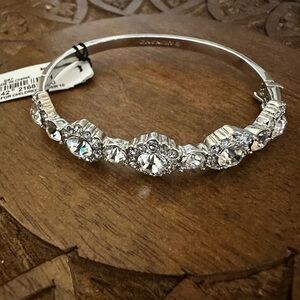 Givenchy Silver Toned Crystal Bangle Bracelet with clasp closure NWT